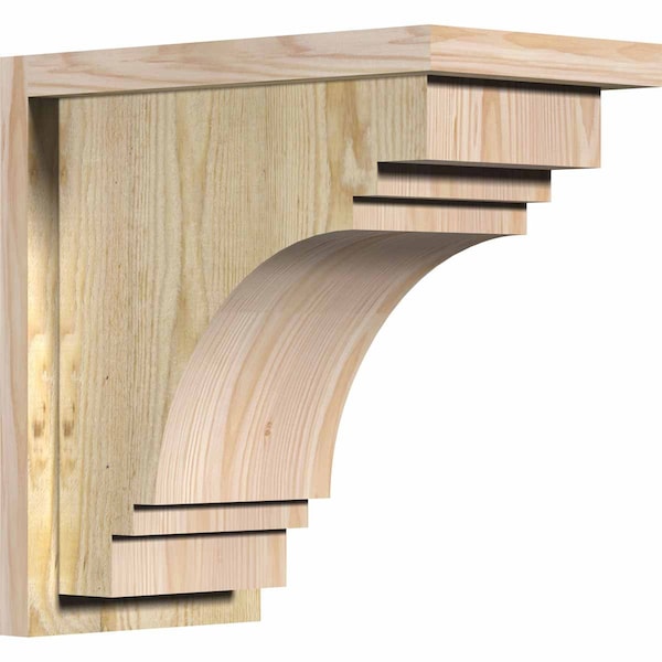Ekena Millwork Pescadero Rough Sawn Corbel w/Backplate, Douglas Fir, 8"W x 14"D x 14"H COR08X14X14PEC01RDF - main
